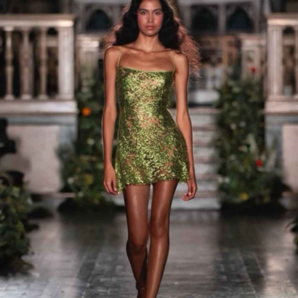 Annie’s Ibiza Green Silk Sequin Mini Dress - Picture 4 of 12